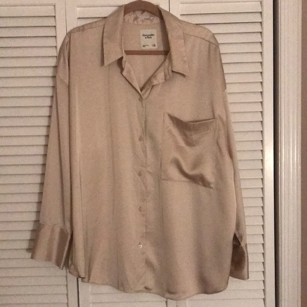 Abercrombie & Fitch, XL, satin shirt, taupe color, never worn